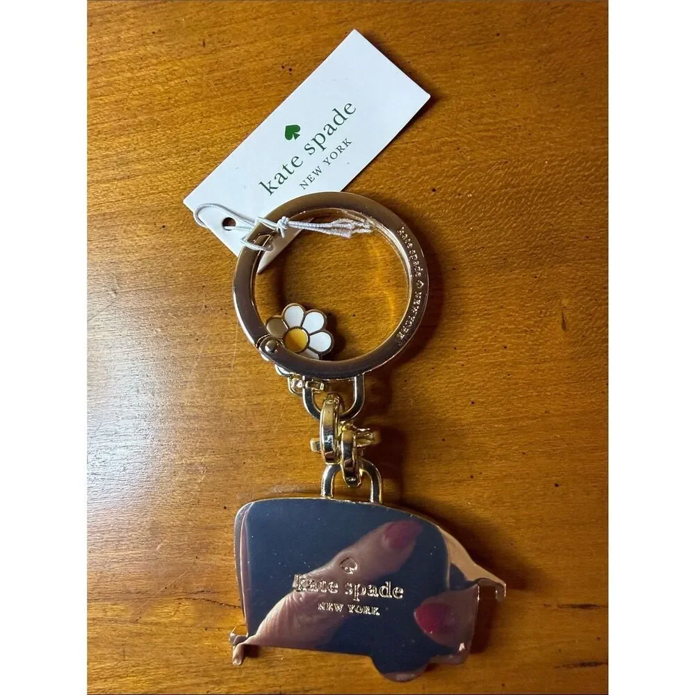 kate spade Pink & White Camper Keychain with Daisy Charm